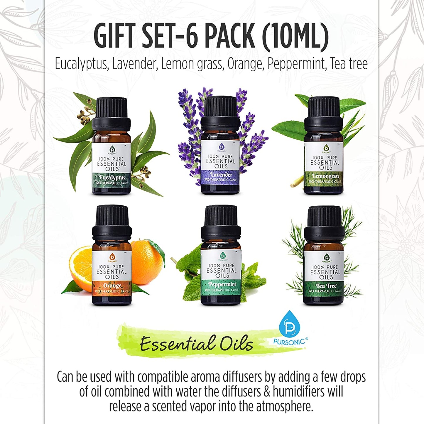 6 Pack of 100% Pure Essential Aromatherapy Oils-3