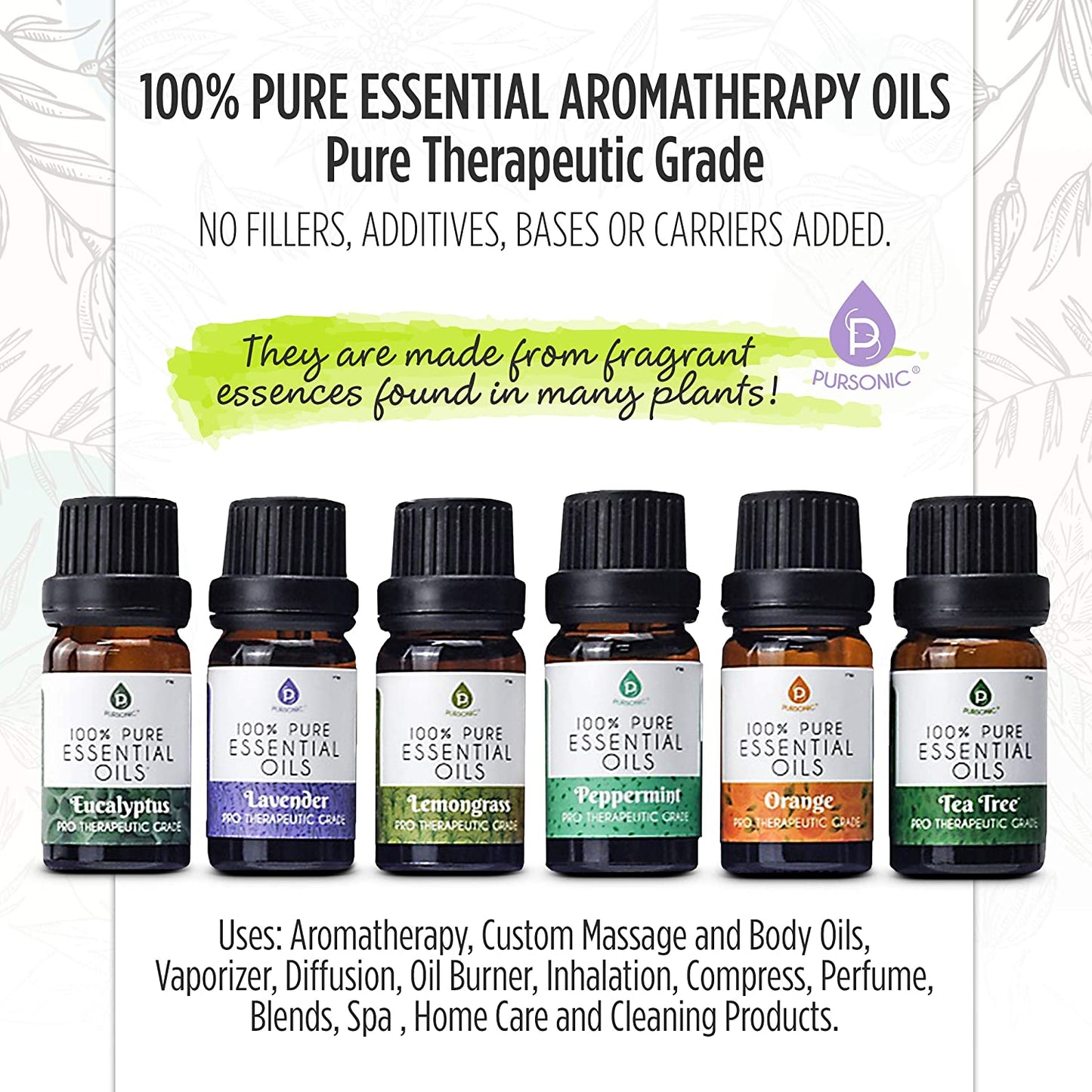 6 Pack of 100% Pure Essential Aromatherapy Oils-2