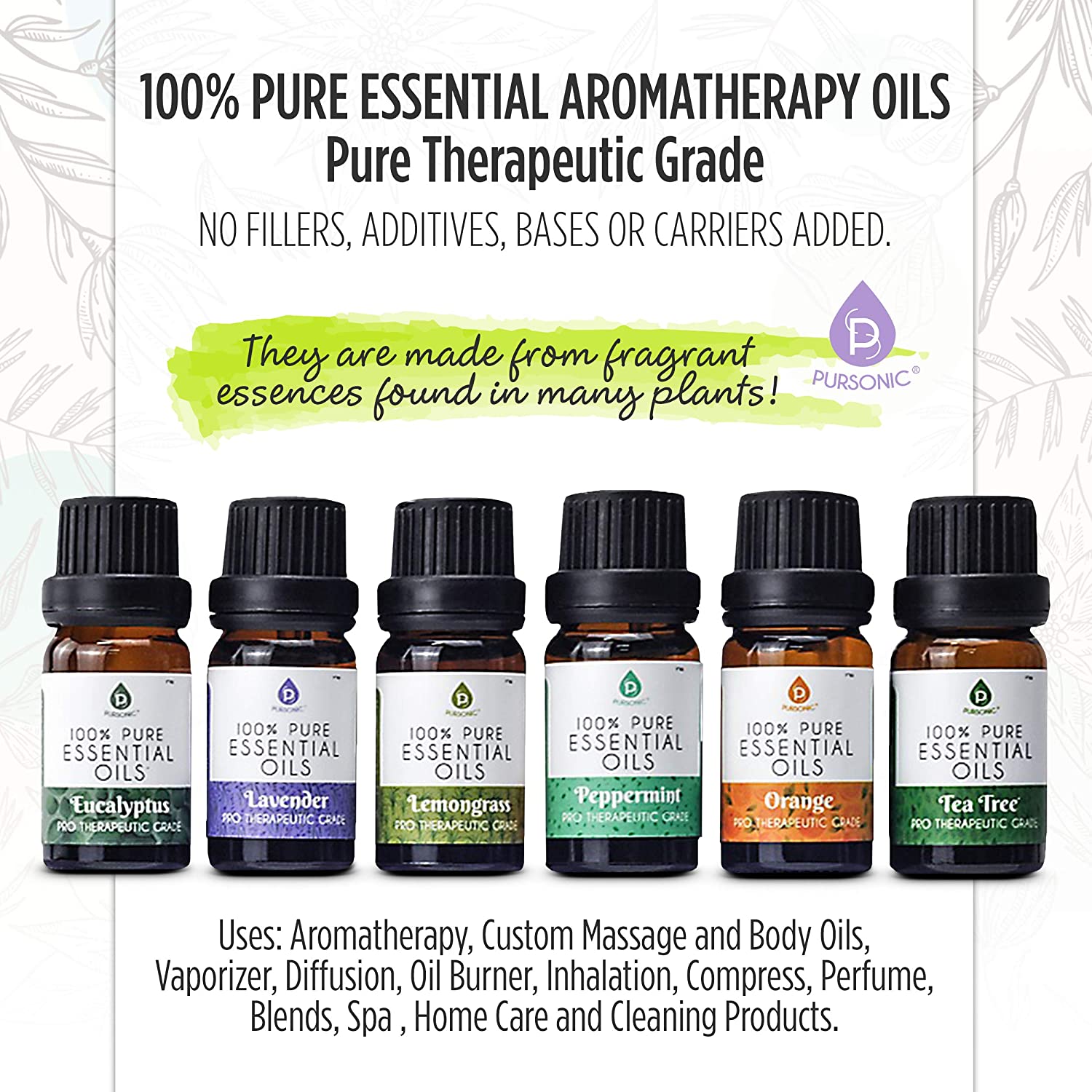 6 Pack of 100% Pure Essential Aromatherapy Oils-2