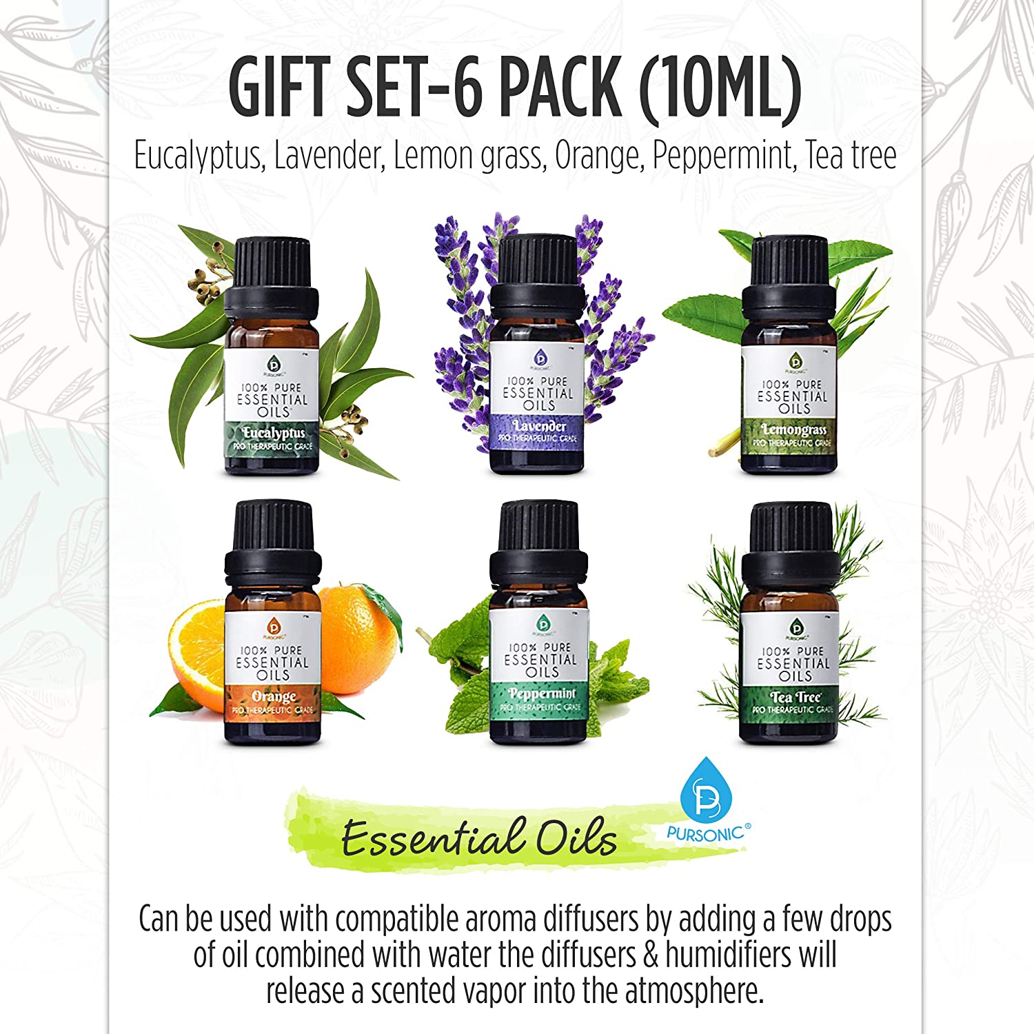 6 Pack of 100% Pure Essential Aromatherapy Oils-3